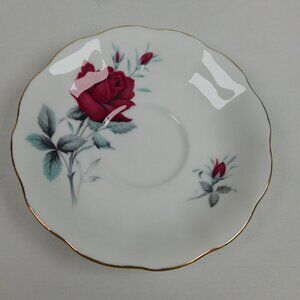 Royal Albert Sweet Romance Saucer ONLY Bone China Red Rose Gold Rim Replacement